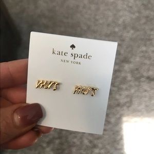 Gold Kate Spade Mrs say yes stud earrings